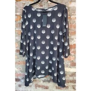 New Alfani Shirt Womens Sz L Large Top Black & White F